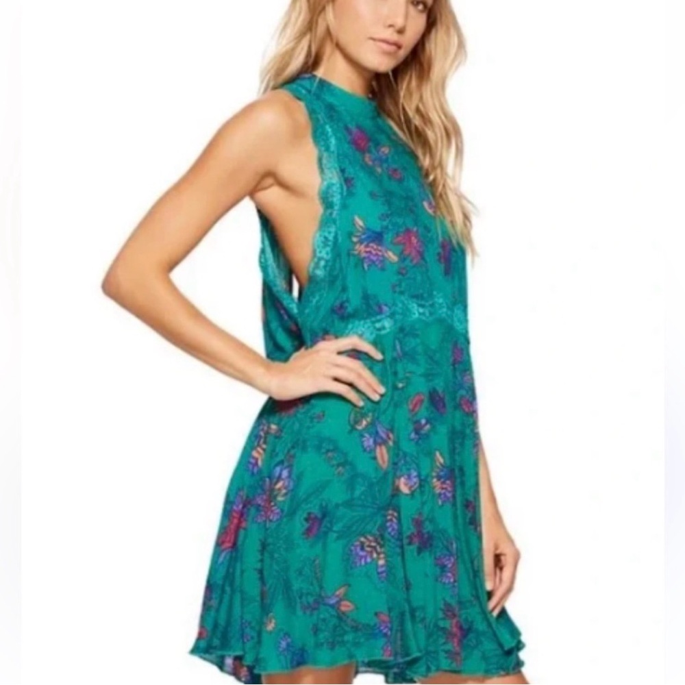 Free People Intimately Green Lace Floral Dress Tunic